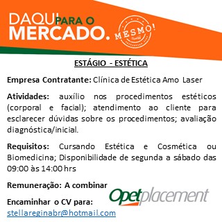 Jornal Meu Emprego - MS - Vaga - ESTÁGIO PARA ESTÉTICA E COSMETOLOGIA ...